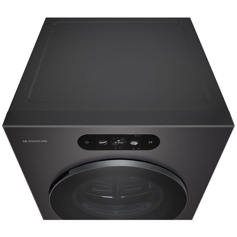 LG Signature 29 in. 9.0 cu. ft. Smart Stackable Gas Dryer with Built-In Intelligence, TurboSteam, AI Sensor Dry & Sanitize Cycle - Brushed Black Steel, , hires
