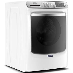 Maytag 27 in. 5.0 cu. ft. Smart Stackable Front Load Washer with Extra Power, 24-Hr Fresh Hold Option, Sanitize & Steam Wash Cycle - White, White, hires