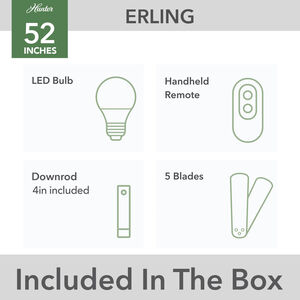 Hunter 52 in. Erling Energy Star Ceiling Fan with LED Light Kit & Handheld Remote - Fresh White, Fresh White, hires