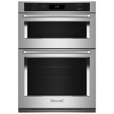 KitchenAid 30 in. 6.4 cu. ft. Electric Oven/Microwave Combo Wall Oven with True European Convection & Self Clean - Stainless Steel with PrintShield Finish | KOEC530PPS