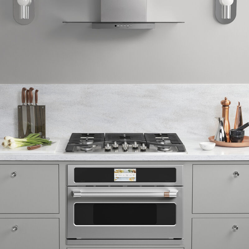 Cafe 30 in. 5-Burner Natural Gas Cooktop with Griddle, Simmer Burner & Power Burner - Stainless Steel, , hires