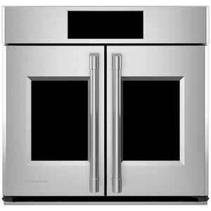 Monogram Statement Series 30" 5.0 Cu. Ft. Electric Smart French Door Wall Oven with True European Convection & Self Clean - Stainless Steel, , hires