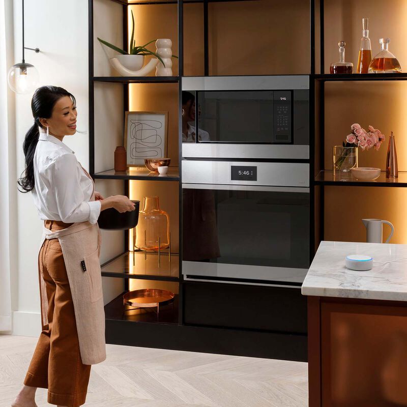 Cafe Minimal Series 30 in. 5 cu. ft. Smart Electric Single Wall Oven with True European Convection - Platinum Glass, Platinum Glass, hires