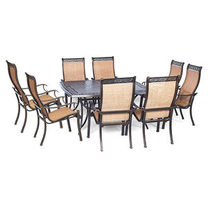 Hanover Manor 9-Piece Square Dining Set with 8 Sling-back Chairs, , hires