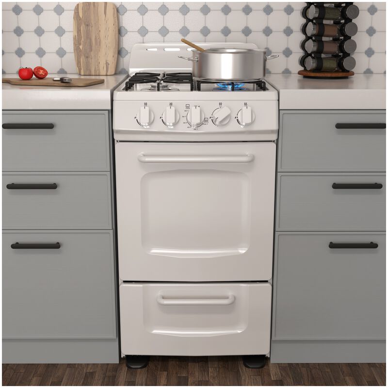 Avanti 20 in. 2 cu. ft. Gas Range with Open Burners - White, , hires