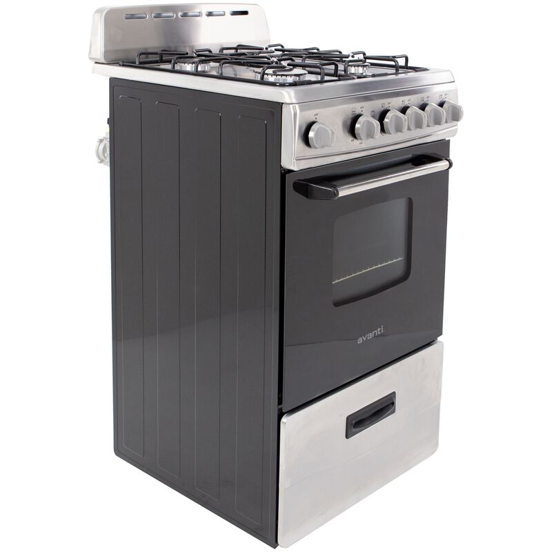 Avanti 20 in. 2.1 cu. ft. Gas Range with 4 Sealed Burners - Stainless Steel, , hires