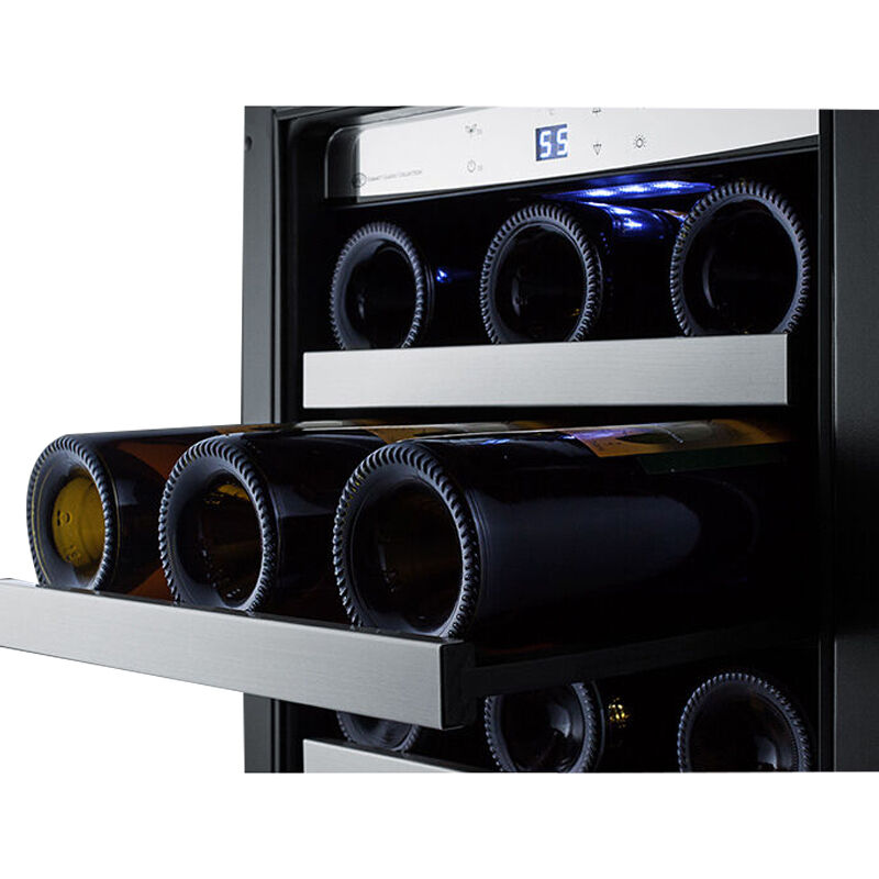 Summit Classic Collection Series 15 in. Undercounter Wine Cooler with Single Zone & 34 Bottle Capacity Stainless Steel, , hires