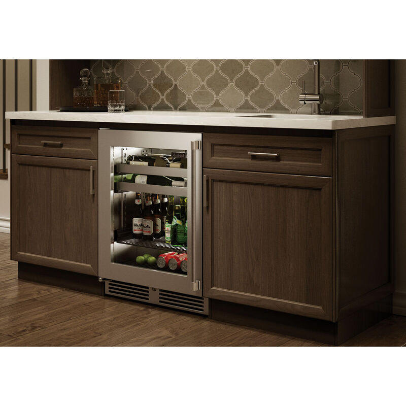 Perlick Signature Series 24 in. Built-In 5.2 cu. ft. Compact Beverage Center with Pull-Out Shelves & Digital Control - Stainless Steel, , hires