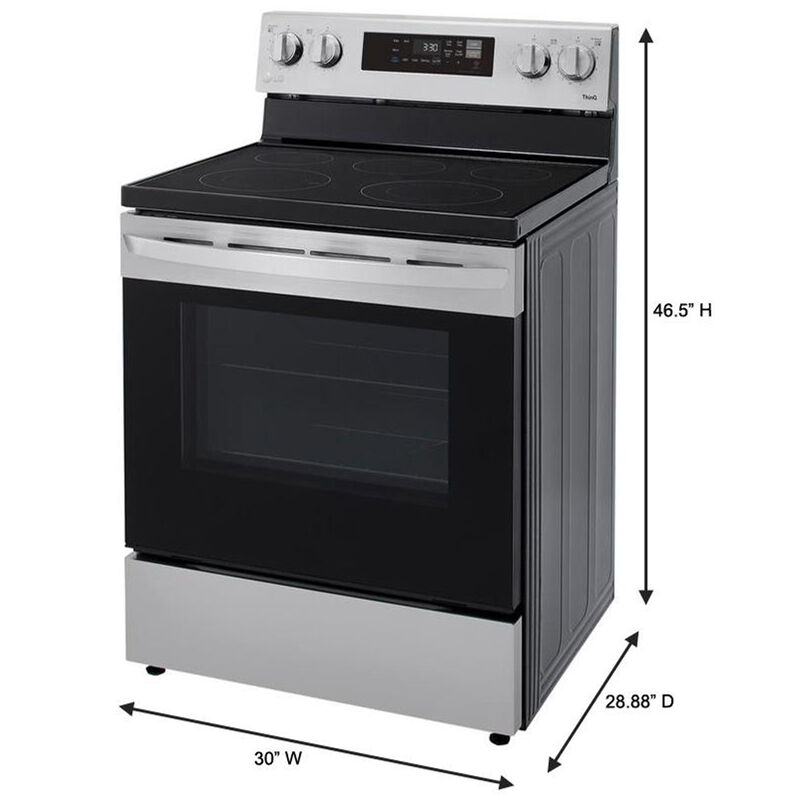 LG 30" Freestanding Electric Range with 5 Smoothtop Burners, 6.3 Cu. Ft. Single Oven & Storage Drawer - Stainless Steel, , hires