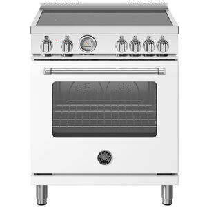 Bertazzoni Master Series 30 in. 4.7 cu. ft. Convection Oven Freestanding Electric Range with 4 Induction Zones - Matte White, , hires