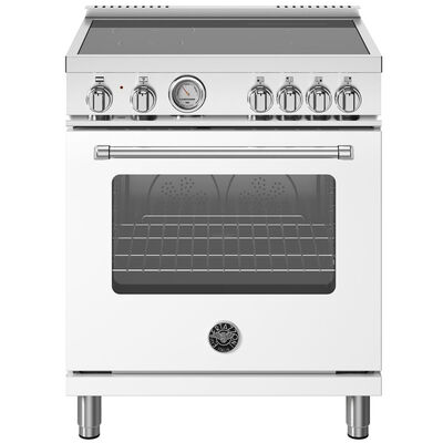 Bertazzoni Master Series 30 in. 4.7 cu. ft. Convection Oven Freestanding Electric Range with 4 Induction Zones - Matte White | MAS304INMBIV