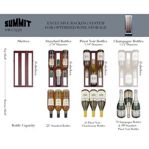 Summit 12 in. Undercounter Wine Cooler with Wood Racks, Single Temperature Zone & 21 Bottle Capacity - Stainless Steel, , hires