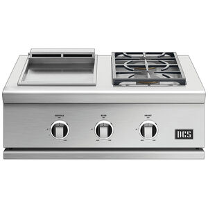 DCS Series-9 30 in. Liquid Propane Griddle & Dual Side Burner - Stainless Steel, , hires
