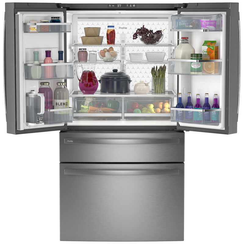 GE Profile 36 in. 28.7 cu. ft. Smart 4-Door French Door Refrigerator with Internal Water Dispenser - Fingerprint Resistant Stainless, , hires
