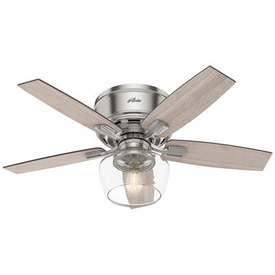 Hunter Bennett 44 in. Low Profile Ceiling Fan with LED Light Kit and Remote - Brushed Nickel | 50420