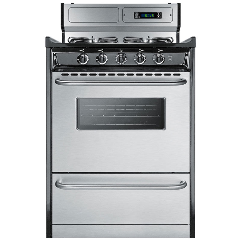 Summit 24 in. 2.9 cu. ft. Gas Range with 4 Sealed Burners - Stainless Steel, , hires