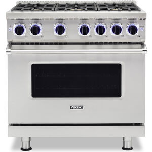 Viking 7 Series 36 in. 5.1 cu. ft. Convection Oven Freestanding LP Gas Range with 6 Sealed Burners - Stainless Steel, , hires