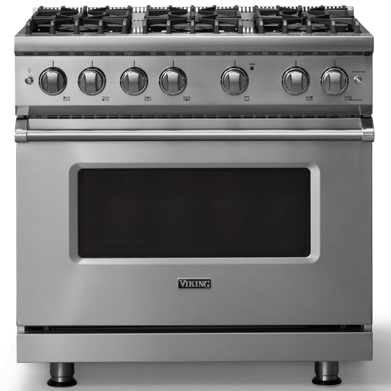 Viking 5 Series 36 in. 5.1 cu. ft. Standard Convection Liquid Propane Gas Range with 6 Sealed Burners - Stainless Steel, , hires
