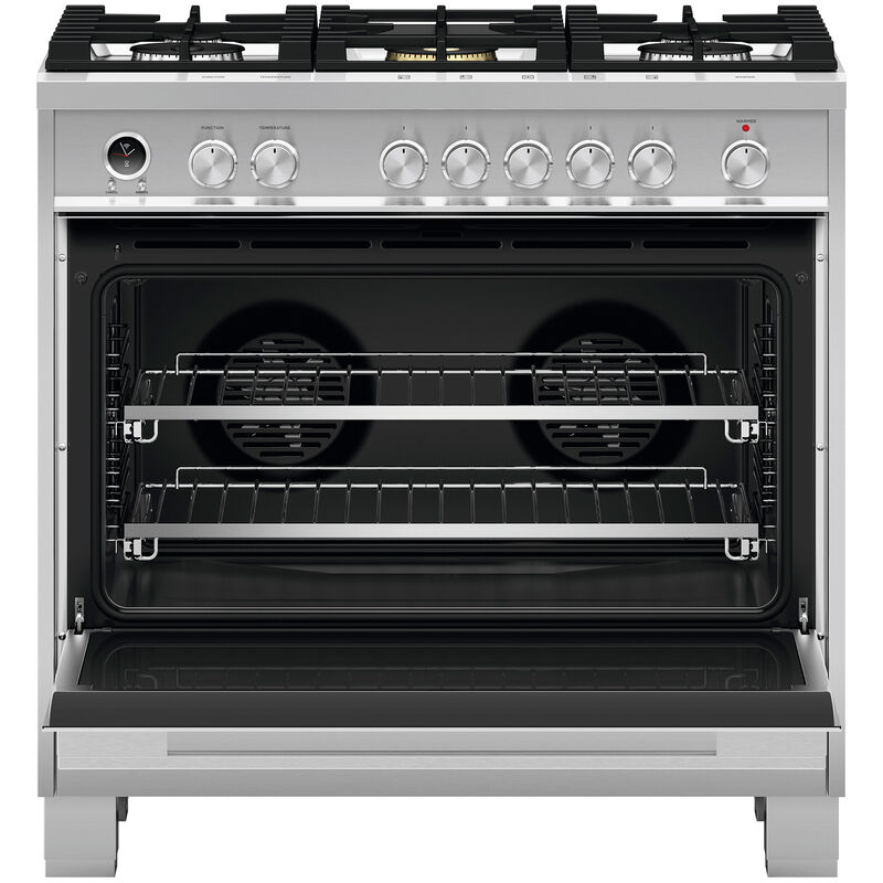 Fisher & Paykel Series 9 36 in. 4.9 cu. ft. True European Convection Dual Fuel Range with 5 Sealed Burners - Stainless Steel, , hires