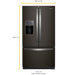 Whirlpool 36 in. 26.8 cu. ft. French Door Refrigerator with External Ice & Water Dispenser- Black Stainless Steel, Black Stainless Steel, hires