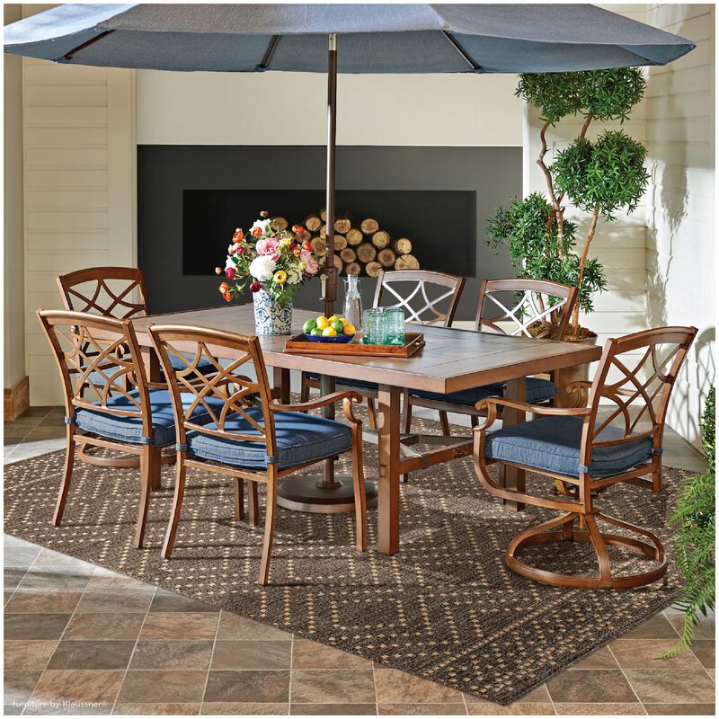 Natco Santorini Collection Outdoor Area Rug Sidra 7'10"x9'10" - Pebble/Natural, , hires