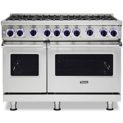 Viking 7 Series 48 in. 6.1 cu. ft. Standard Convection Double Oven Gas Range with 8 Sealed Burners - Stainless Steel | VGR74828BSS