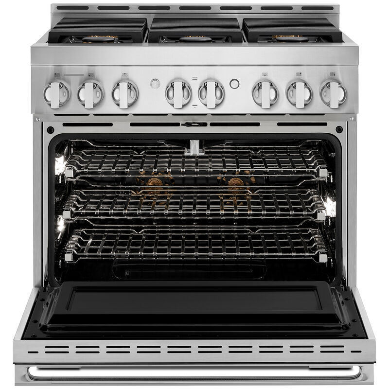 JennAir Noir Series 36 in. 5.1 cu. ft. Smart Convection Oven Freestanding Gas Range with 6 Sealed Burners - Stainless Steel, , hires