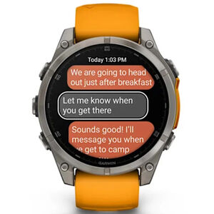 Garmin f nix 8 47 mm, AMOLED Smart Watch - Sapphire, Titanium with Spark Orange/Graphite Silicone Band, , hires