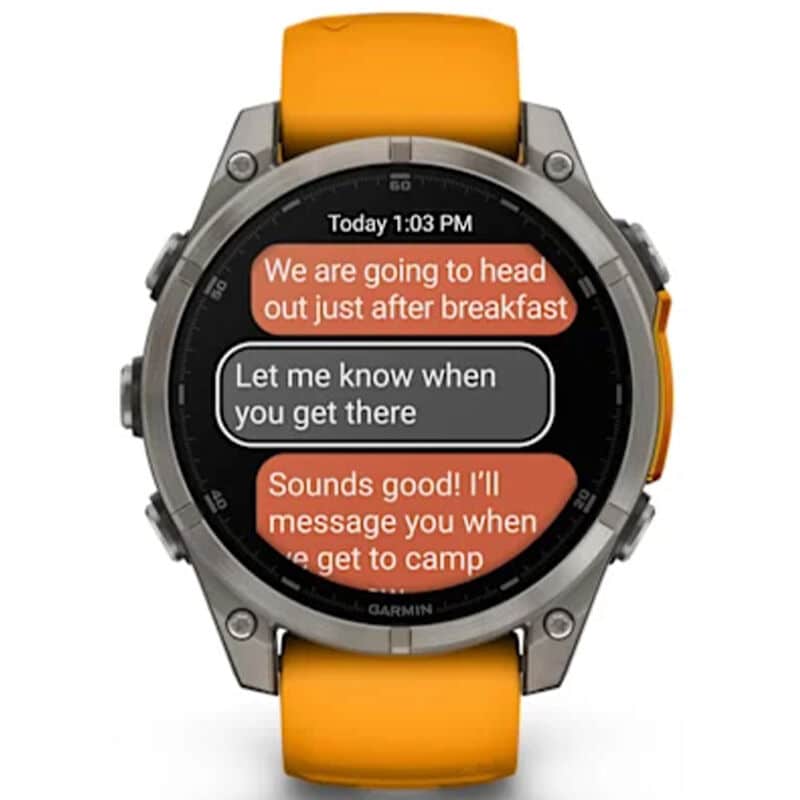Garmin f nix 8 47 mm, AMOLED Smart Watch - Sapphire, Titanium with Spark Orange/Graphite Silicone Band, , hires