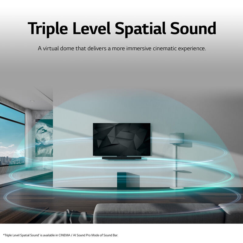 LG 3.1. 3 Channel Dolby Atmos Smart Sound Bar with Bluetooth & Wireless Subwoofer - Black, , hires