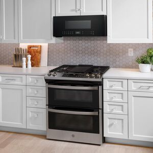 GE Profile 30 in. 1.2 cu. ft. 1000W Low Profile Over-the-Range Microwave with 400 CFM & Sensor Cooking - Black, , hires