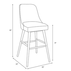 Skyline Furniture Modern Mid Century Bar Stool in Linen Fabric - Sandstone, Sandstone, hires