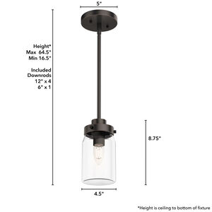 Hunter Devon Park 4.5 in. Pendant Ceiling Light with Clear Glass - Onyx Bengal, , hires