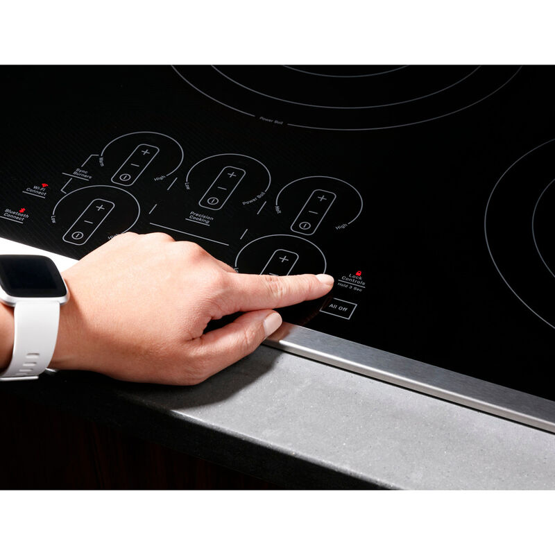 GE Profile 30 in. 5-Burner Smart Electric Cooktop with Simmer Burner & Power Burner - Black, , hires