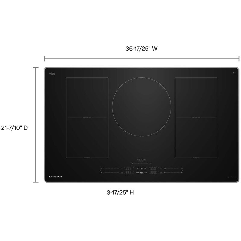 KitchenAid 36 in. 5-Burner Smart Induction Cooktop with Simmer Burner & Power Burner - Stainless Steel, , hires