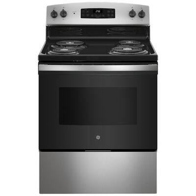 GE 30 in. 5 cu. ft. Electric Range with Coil Burners - Stainless Steel | JB256RTSS