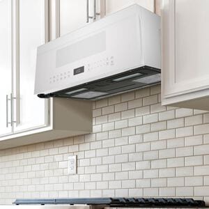 GE 30 in. 1.2 cu. ft. 1000W Low Profile Over-the-Range Microwave with 400 CFM & Sensor Cooking - White, , hires