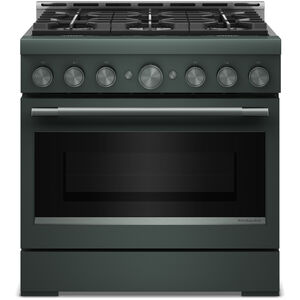 KitchenAid 36 in. 5.1 cu. ft. Air-Fry True European Convection Gas Range with 6 Sealed Burners - Juniper, , hires