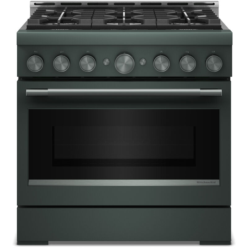 KitchenAid 36 in. 5.1 cu. ft. Air-Fry True European Convection Gas Range with 6 Sealed Burners - Juniper, , hires