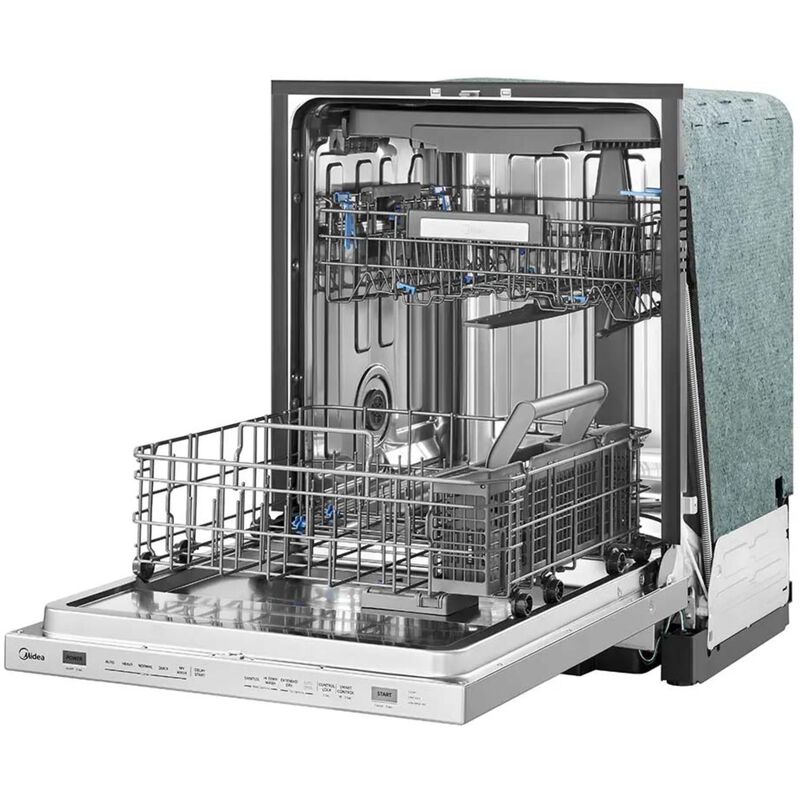 Midea 24 in. Top Control Smart Dishwasher with 47 dBA Sound Level, 3rd-Rack, 3-Stage Total Drying & Pocket Handle - Stainless Steel, , hires