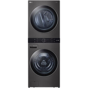 LG 27 in. WashTower with 4.5 cu. ft. Washer with 6 Wash Programs & 7.4 cu. ft. Gas Dryer with 6 Dryer Programs, Sensor Dry & Wrinkle Care - Black Steel, Black Steel, hires