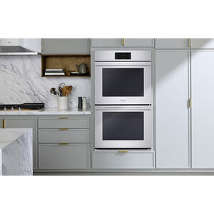 Signature Kitchen Suite Transitional 30 in. 9.4 cu. ft. Smart Top Control SteamElectric Double Wall Oven with True European Convection - Stainless Steel, , hires