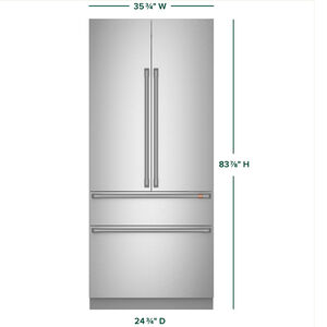 GE Cafe 36in. 20.1 cu. ft. Integrated 4-Door French-Door Refrigerator- Stainless Steel, , hires