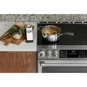 Cafe 30 in. 6.7 cu. ft. Smart Air Fry True European Convection Double Oven Slide-In Electric Range with 5 Induction Burners - Stainless Steel, Stainless Steel, hires