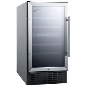 Summit 18 in. Undercounter Wine Cooler with Wood Racks, Dual Temperature Zones & 28 Bottle Capacity - Stainless Steel, , hires