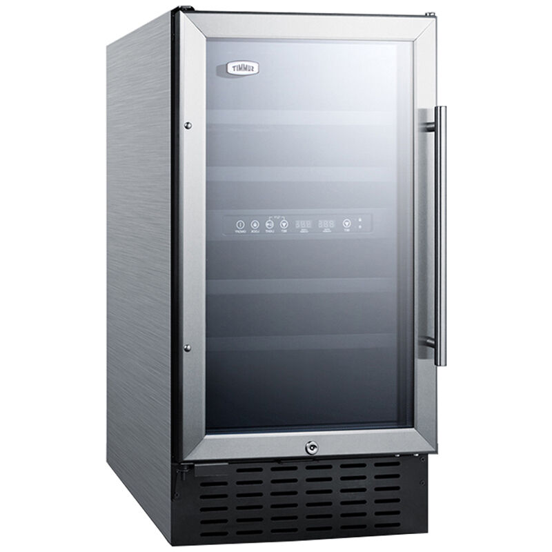 Summit 18 in. Undercounter Wine Cooler with Wood Racks, Dual Temperature Zones & 28 Bottle Capacity - Stainless Steel, , hires
