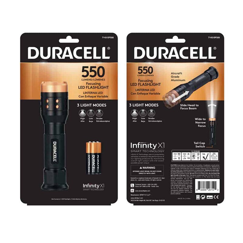 Duracell 550 Series Lumen Aluminum Focusing Flashlight, , hires