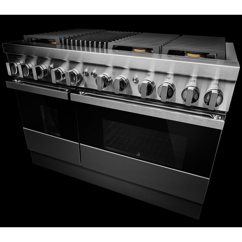 JennAir Noir Series 48 in. 6.3 cu. ft. Smart True European Convection Double Oven Dual Fuel Range with 6 Sealed Burners & Grill - Stainless Steel, , hires