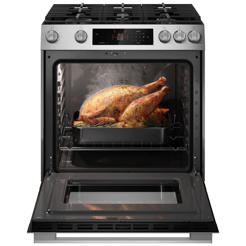 Bosch 300 Series 30 in. 5.8 cu. ft. Air-Fry Standard Convection Slide-In Gas Range with 5 Sealed Burners - Stainless Steel, , hires