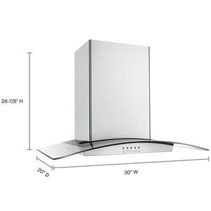 Whirlpool 30 in. Convertible Chimney Style Range Hood with 400 CFM, 3 Fan Speeds & 2 LED Lights - Stainless Steel, , hires